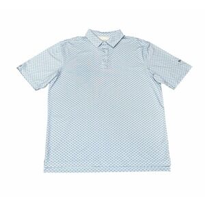 Straight Down Performance Mens Golf Polo Shirt Size Large Light Blue White Wave